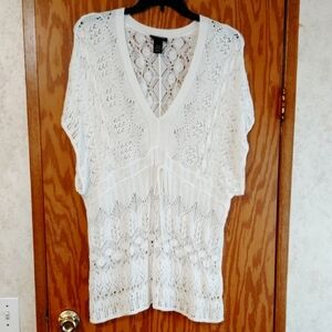 Lane Bryant Beautiful White Crochet  Sweater